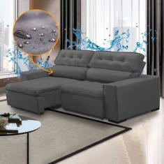 Imagem de Sofá Retrátil Cinza Impermeabilizado De Fábrica Chicago 230 Cm Tecido