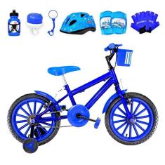 Imagem de Bicicleta Infantil Aro 16 Nylon + Kit Proteção Azul