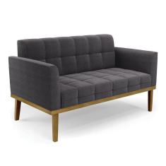 Imagem de Sofá Namoradeira Base Madeira Fixa Castanho Elisa Bouclê Grafite D03 - D`rossi