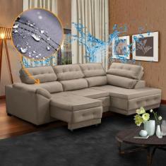 Imagem de Sofá Retrátil de Canto Chaise Impermeabilizado 5 Lugares 250 Cm Reclin