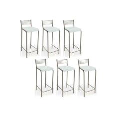 Imagem de Banqueta Gênova B705 Kit 6 Un Niquel/branco 106 - Kappesberg