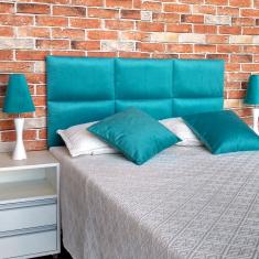 Imagem de Cabeceira Casal Modulos Módena H6 Suede Liso  Turquesa 140 x 60 Rbl