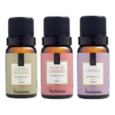 Imagem de Kit 3 Essências Via Aroma 10ml Alecrim , Flor Cerejeira e Lavanda