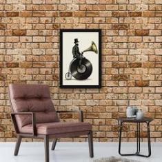 Imagem de Quadro Decorativo Retrô Músico Bicicleta Antiga