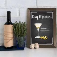 Imagem de Quadro Decorativo Bebida Martini 33x43cm Moldura Marrom