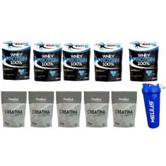 Imagem de Whey 100% Health Time 5X 2.1 Kg + Creatina 5X 300G + Coqueteleira 700
