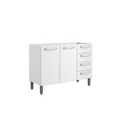 Imagem de Balcão De Cozinha Em Aço Bertolini Evidence 2 Portas 4 Gavetas Branco