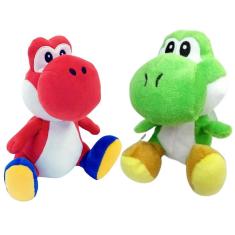 Imagem de 02 Pelúcias Yoshi Verde e Vermelho 30cm