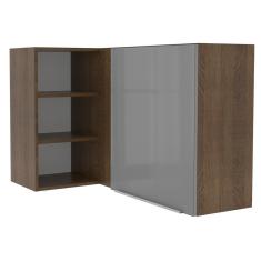 Imagem de Armário Aéreo de Canto com Adega Acoplada Madesa Lux 1 Porta - Rustic/Cinza