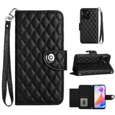 Imagem de Para Honor X6a, capa carteira com alça de pulso, capa flip magnética de couro com 7 cartões e 1 compartimento para dinheiro, suporte feminino presente capa de telefone para Honor X6A 4G 16.7 cm 2023