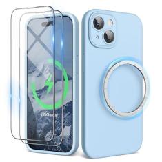 Imagem de SURPHY Capa projetada para iPhone 15 compatível com MagSafe (6,1 polegadas 2023), com 2 protetores de tela, capa de telefone de silicone líquido (proteção para câmera + forro de microfibra macio)