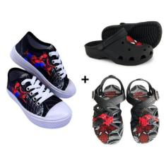 Imagem de Kit  Infantil Personagem Homem Aranha Tênis Sandália Babuche Escolar V