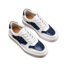 Imagem de Waillynice Tênis masculino 2024 casual masculino branco respirável tendência sapatos esportivos couro genuíno tênis masculino, Branco, azul, 39
