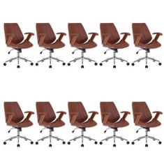 Imagem de Kit 10 Cadeiras Escritório Diretor Giratória Kopenhagen - Fratini Móve