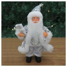Imagem de Boneco Natal Papai Noel Com Brilho Prata Em Tecido 22cm