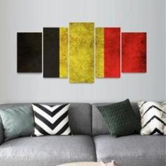 Imagem de Quadro Bandeira Belga Belgica Vintage Mosaico 5 Peças