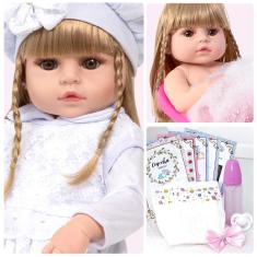 Imagem de Boneca Reborn Loira Princesa Completa Com Vários Acessórios