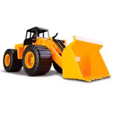 Imagem de Trator Escavadeira 37cm Grande Brinquedo Funcional Amarelo