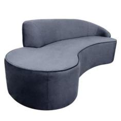 Imagem de Sofá Curvo Eron 2,10Em Veludo Cinza Braço Direito - Larbelle - Larbell