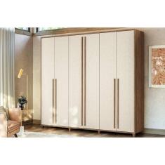 Imagem de Guarda Roupa 6 Portas e 4 Gavetas c/ Pés Juriti Jatobá/Areia - Santos Andirá