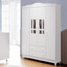 Imagem de Guarda-Roupa de Bebê 4 Portas 2 Gavetas Ariel Branco - Carolina Baby