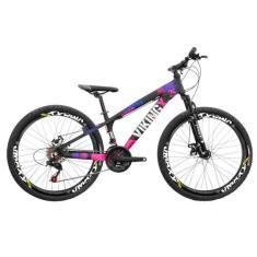 Imagem de Bicicleta Aro 26 Viking Tuff X25 24v Freios Hidráulicos, Preto, Rosa, 