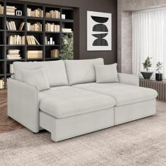 Imagem de Sofá Reclinável e Retrátil Gandalf Bipartido 154cm Caixa Zero com Almofadas Bouclê Cinza G33 - Gran Belo