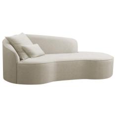 Imagem de Divã Recamier Curvo Sala De Estar Recepção Inglaterra 150cm Lado Direito Bouclé Adj Decor Bege