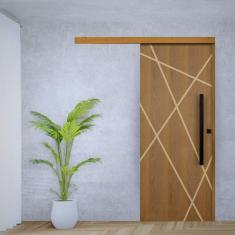 Imagem de Porta de Correr Padrão Imbuia Agatha Trilho Embutir Puxador Tubolar 800 Mm 120 X 210 Direito Natural