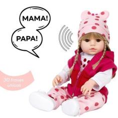 Imagem de Boneca Reborn Girafinha Cabelo Longo 30 Frases + Acessórios - Cegonha 