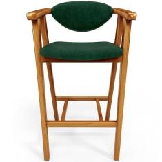 Imagem de Banqueta Alta Para Cozinha Bancada Bar Sala De Jantar Fixa Cecília L02 Facto Verde Musgo