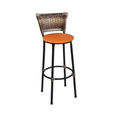 Imagem de Banqueta Alta Preta Junco Capuccino com Assento Laranja Fortmix