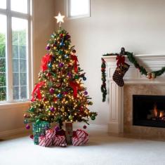 Imagem de Árvore de Natal artificial de 1,8 m, pinheiro artificial com dobradiças de alta qualidade, verde
