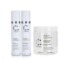 Imagem de Kit Vegan Coconut Amavia Shampoo Condicionador Creme Pentear
