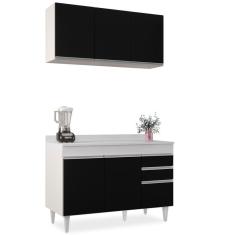 Imagem de Armário Virgínia E Balcão Com Tampo Michigan 120cm Branco/preto - Lumil