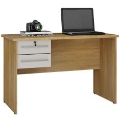 Imagem de Escrivaninha mesa para computador Valdemóveis Byte com 2 gavetas com chave Cinamomo off White