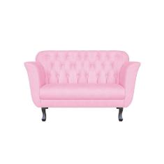 Imagem de Namoradeira Decorativa Dália Suede Rosa Bebê 2 Lugares Pés Madeira Ms Decor