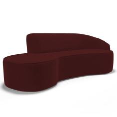 Imagem de Sofá Living 2 Lugares 180cm Braço Direito Mozart D06 Veludo Vermelho - Mpozenato