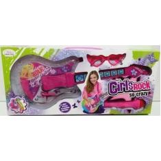 Imagem de Guitarra Rosa Musical Infantil Girls Rock Com Som E Luz + Óculos E Mic