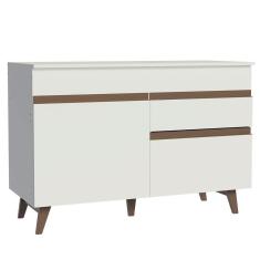 Imagem de Balcão Gabinete De Pia Cozinha 2 Portas 1 Gaveta Branco Reims Madesa Branco