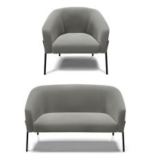 Imagem de Sofá Namoradeira E Poltrona Pé De Ferro Preto Stella Suede D03 - D'rossi Cor Grafite