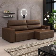 Imagem de Sofá Retrátil 4 Lugares 284cm 2 Módulos Nero com USB Couro Manchado G52 - Gran Belo