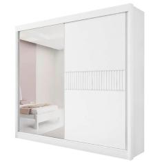 Imagem de Guarda Roupa Titanium Ripado Casal com Espelho 2 Portas 6 Gavetas D Doro Cor Branco