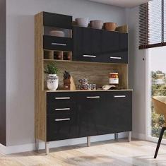 Imagem de Armário de Cozinha 6 Portas e 2 Gavetas Decibal Wood/preto