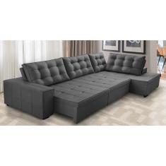 Imagem de Sofá de Canto Retrátil e Reclinável com Molas 3,40x2,00 Jacke Suede Cinza Adonai Estofados