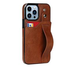 Imagem de Estojo de couro comercial para iPhone 14 13 12 11 Mini Pro Max XS XR X 6 6s 7 8 Plus SE 2020 2022 Cartões Carteira Pulseira Capa de Telefone, Café, Para iPhone XR