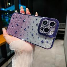 Imagem de Diamond Clear Glitter Star Capa de telefone de silicone macio para iphone 11 12 13 14 Pro Max Sexy luxo transparente capa traseira, roxo, para iphone 12ProMax