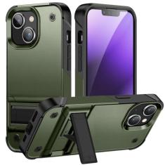 Imagem de LXURY Capa para iPhone 15 Pro Max/15 Pro/15 Plus/15, capa à prova de choque de grau militar com suporte oculto, capa de proteção para câmera, verde, 15