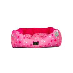 Imagem de Cama para Cachorro Quadrada em Poliéster Estrela Rosa Grande (G) 48 x 48 cm