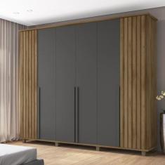 Imagem de Guarda Roupa Casal Com Detalhe Em Ripado 6 Portas 3 Gavetas Internas F